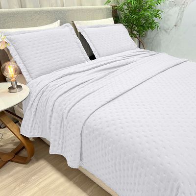 Kit Cobre Leito Colcha Ryviera King Dupla Face 3 Peças - Branco