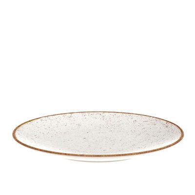 Conjunto 6 Pratos de Sobremesa Porcelana Tramontina 21cm Rústicos Marrom Mesa Posta