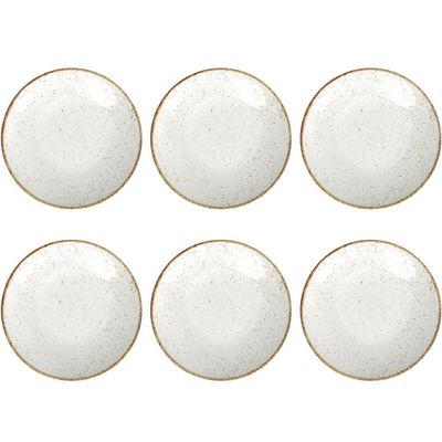 Conjunto 6 Pratos de Sobremesa Porcelana Tramontina 21cm Rústicos Marrom Mesa Posta