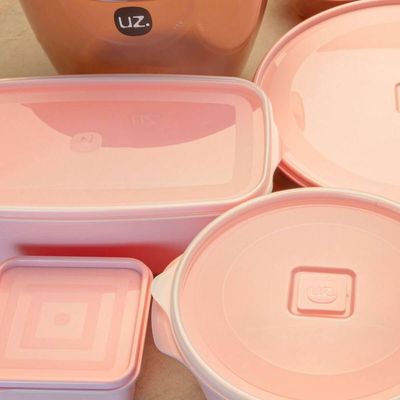 Pote Plástico Quadrado Multiuso 1,5L com Tampa Premium UZ Rosa