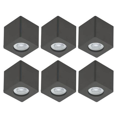 Conjunto 6 Luminárias de Teto Zoom Spots Quadrados de Sobrepor Pretos Bivolt Dital Decoração