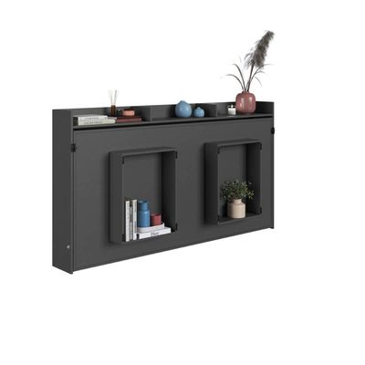 Cama de Solteiro Articulável Horizontal Grafite Hanover MDP Dobrável Decoração Art In Móveis