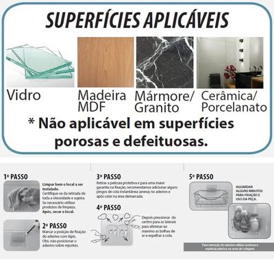 Suporte para Papel Higiênico Duplo Aço Cromado Fixação Adesiva Parede Utimil