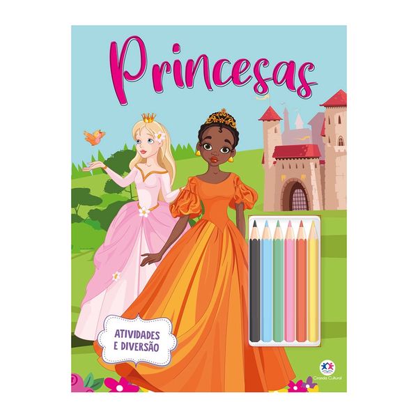 Livro Infantil Ciranda Cultural Princesas com Lápis de Cor