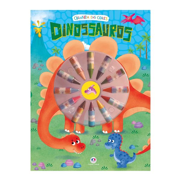 Livro Dinossauro Ciranda Cultural com Giz de Cera 16 Páginas