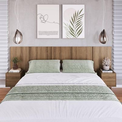 Cabeceira para Cama de Casal com Mesas de Cabeceira Mel MDP Zurique Art In Móveis