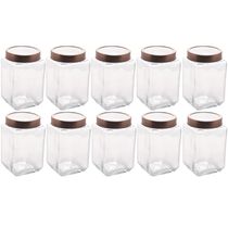 10 Potes Grandes de Vidro 1,7L com Tampa em Metal Rose Gold Porta Mantimentos Gastro Lyor