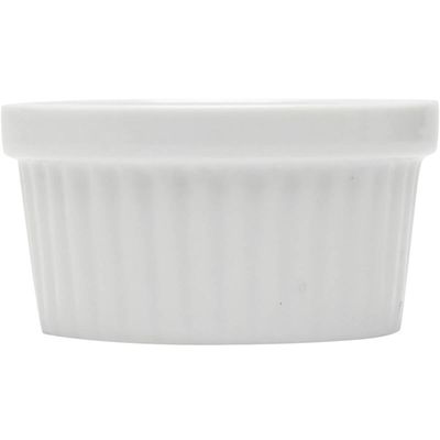 Ramequim Canelado 50ml de Porcelana Classic Branco 6x4cm Lyor para Servir Ketchup e Petiscos Branco