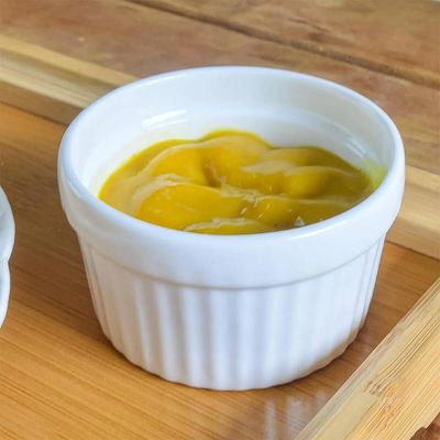 Ramequim Canelado 50ml de Porcelana Classic Branco 6x4cm Lyor para Servir Ketchup e Petiscos Branco
