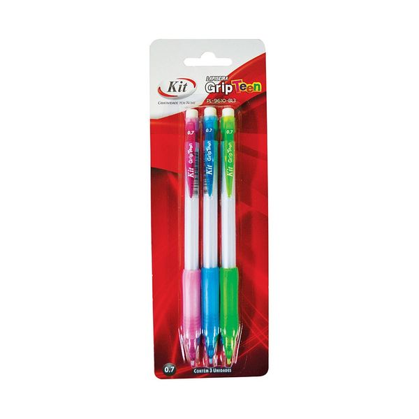 Lapiseira Kit Grip Teen 0.7mm com 3 Unidades