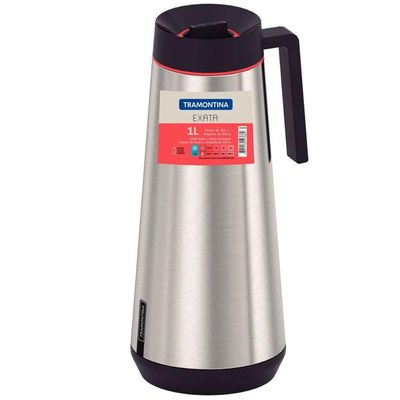Bule Térmico Tramontina Exata em Aço Inox 1L Café Garrafa Térmica Servir Cinza