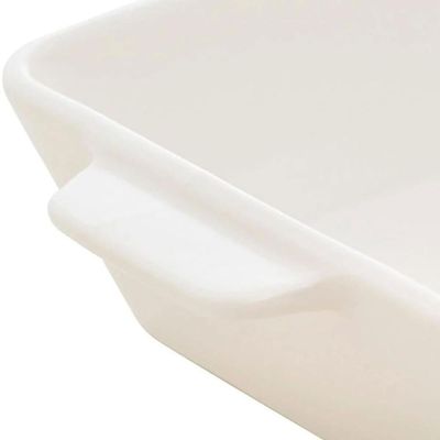 Kit 6 Refratários 23,5x15x5cm Travessa Porcelana Branca com Alça Funda Lyor Basic