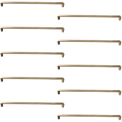 Kit 10 Puxadores 358mm Alça Dourado para Móveis Zamac Piauí Torralba Guarda-Roupas Armário