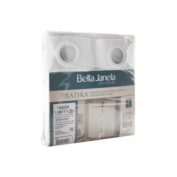 Cortina Bella Janela Pratika Lisa 2,60x1,70m Branca