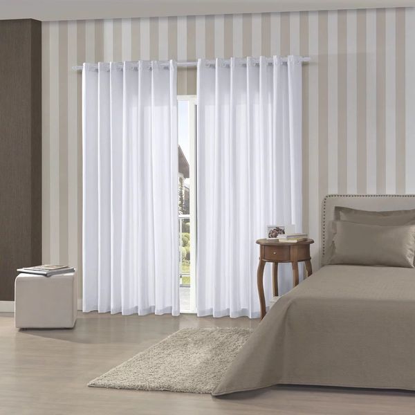 Cortina Rústica Bella Janela 3,60m x 2,50m Pantex Cor Branco