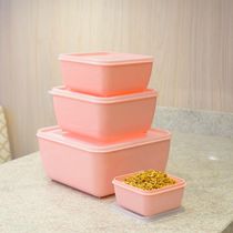 4 Potes de Mantimentos Rosa Quadrados 1,5L com Tampa Premium UZ Plásticos