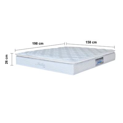 Cama Box Queen Size MGA Universal com Baú e Pistão a Gás + Colchão Umaflex Itália com Pillow Top e Molas Ensacadas Bege e Branco