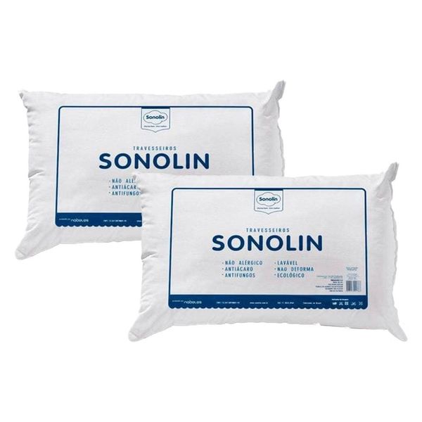 Travesseiro Sonolin Prime em Fibra Siliconada 180 Fios 50x70cm Branco Branco