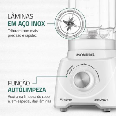 Liquidificador Mondial L97W 2 Velocidades + Pulsar 550W Branco / 220V