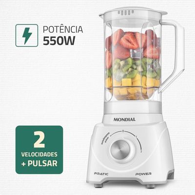 Liquidificador Mondial L97W 2 Velocidades + Pulsar 550W Branco / 220V