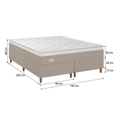 Cama Box King Size Umaflex Milão Bipartida com Revestimento em Malha + Colchão com Euro Pillow e Molas Ensacadas Bege e Branco