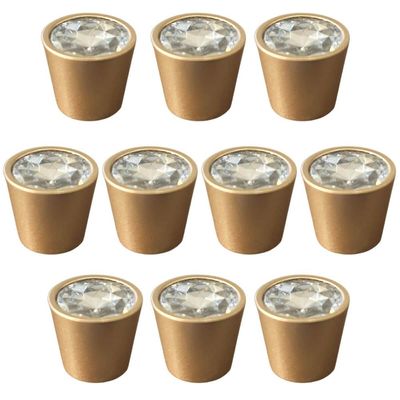 Kit 10 Puxadores Ponto Dourado para Móveis Armários Gavetas Trend Diamante Torralba