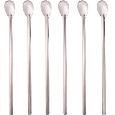 Kit 6 Colheres Bailarinas para Drinks Sucos 30cm Aço Inox Longas Lyor Barman Bartender