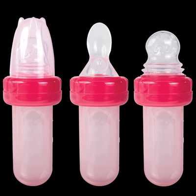 Chupeta Para Frutas Com Colher Dosadora E Bico Sugador Porta Frutinha Buba Rosa