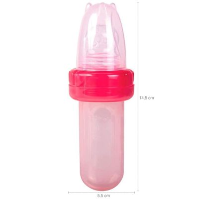 Chupeta Para Frutas Com Colher Dosadora E Bico Sugador Porta Frutinha Buba Rosa