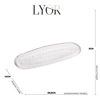 Kit 12 Travessas Ovais Bandeja de Cristal Lyor 39x14cm Hotel