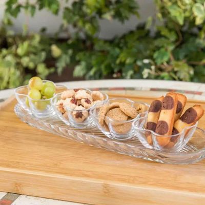 Kit 12 Travessas Ovais Bandeja de Cristal Lyor 39x14cm Hotel