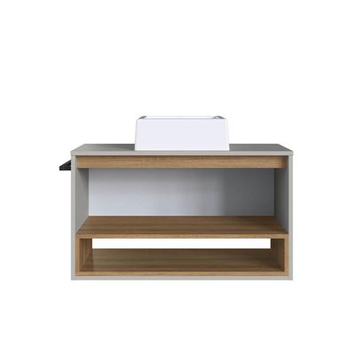 Gabinete Suspenso 80cm Mel Arenas com Cuba 1 Nicho 1 Porta e Toalheiro BH8060MACUBA