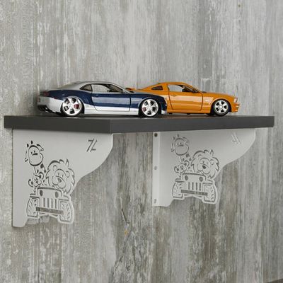 Mãos Francesas Decorativas 20cm Menino Safari Branco Aço para Prateleira Pequena
