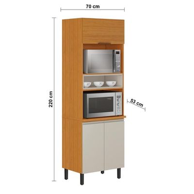 Paneleiro Itatiaia Ideale com 3 Portas, 5 Prateleiras e Nicho para Micro-ondas Cinamomo/Off White