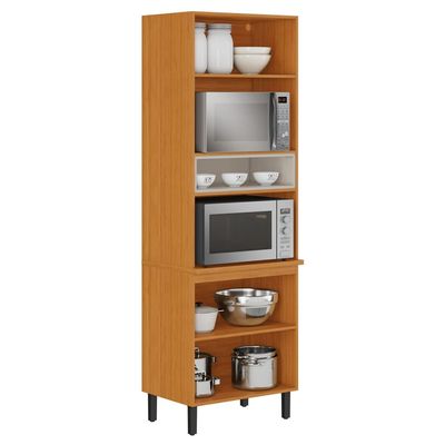 Paneleiro Itatiaia Ideale com 3 Portas, 5 Prateleiras e Nicho para Micro-ondas Cinamomo/Off White