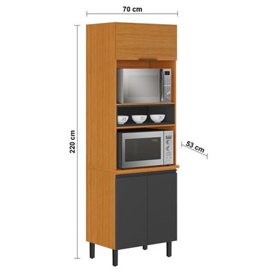 Paneleiro Itatiaia Ideale com 3 Portas, 5 Prateleiras e Nicho para Micro-ondas Cinamomo/Grafite