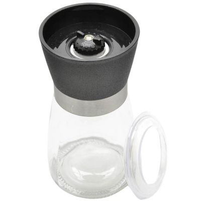 Kit 20 Moedores de Sal e Pimenta Vidro 170ml Moinho Cerâmica Tampa Plástica Preta Temperos Lyor