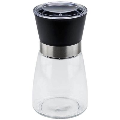 Kit 20 Moedores de Sal e Pimenta Vidro 170ml Moinho Cerâmica Tampa Plástica Preta Temperos Lyor