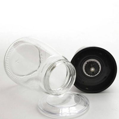 Kit 20 Moedores de Sal e Pimenta Vidro 170ml Moinho Cerâmica Tampa Plástica Preta Temperos Lyor