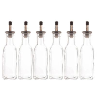 Kit 6 Garrafas de Vidro para Azeite Vinagre com Bico Dosador
