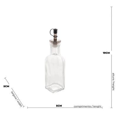 Kit 12 Garrafas de Vidro 200ml com Bico Dosador para Vinagre