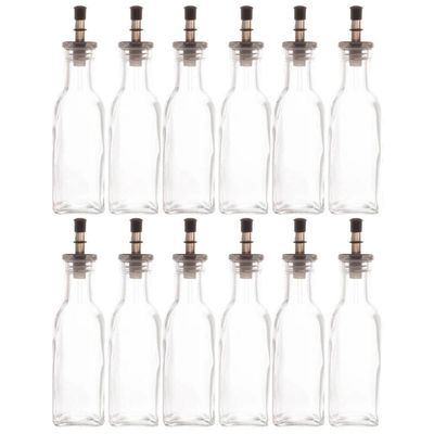 Kit 12 Garrafas de Vidro 200ml com Bico Dosador para Vinagre