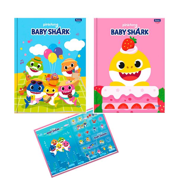 Caderno Universitário Foroni Brochura Capa Dura Baby Shark 1 Matéria Capas Diversas - Item Sortido