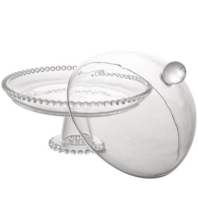 5 Boleiras Cristal com Pé Tampa Pearl Prato para Queijo Wolff Porta Bolos de Vidro
