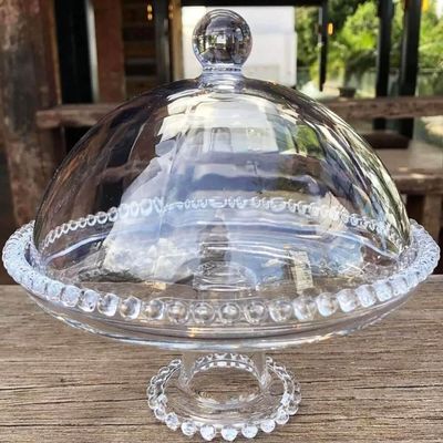 5 Boleiras Cristal com Pé Tampa Pearl Prato para Queijo Wolff Porta Bolos de Vidro