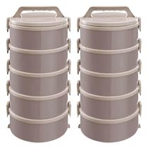 Kit 2 Marmitas Térmicas 5 Pratos Térmicos Empilháveis 1,8L Cappuccino Simonaggio