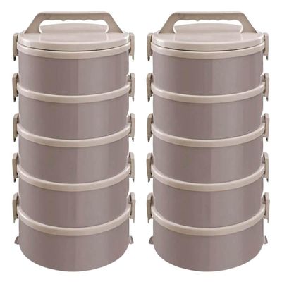 Kit 2 Marmitas Térmicas 5 Pratos Térmicos Empilháveis 1,8L Cappuccino Simonaggio