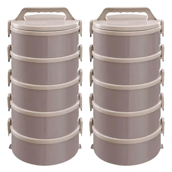 Kit 2 Marmitas Térmicas 5 Pratos Térmicos Empilháveis 1,8L Cappuccino Simonaggio