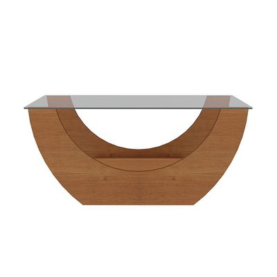 Mesa de Centro Retangular com Tampo de Vidro Onda Cinamomo