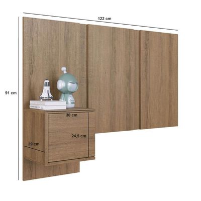 Cabeceira para Cama de Solteiro com Mesa de Cabeceira Mel Zurique MDP Art In Móveis
